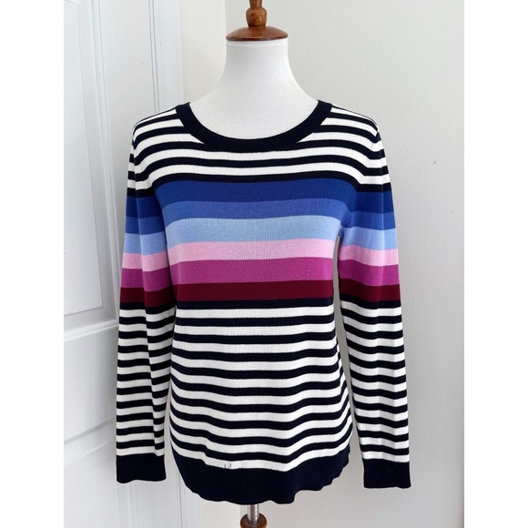 Talbots Sweaters - Talbots Colorblock Multicolor Striped Sweater Size Medium